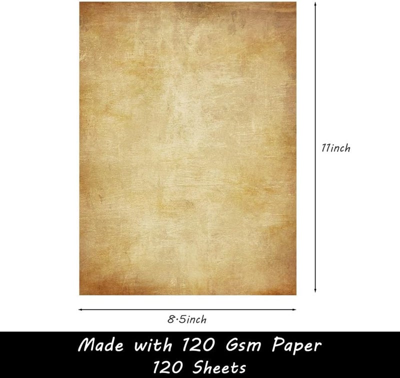 TEETOOKEA Stationery Writing Paper, 120 Sheets, 8.5" x 11", Vintage Thicker Double Sided Printing Paper, Antique Looking Letterhead Paper for Certificate, Invitation, Resume, Award, Diploma, Craft (A) - Image 4